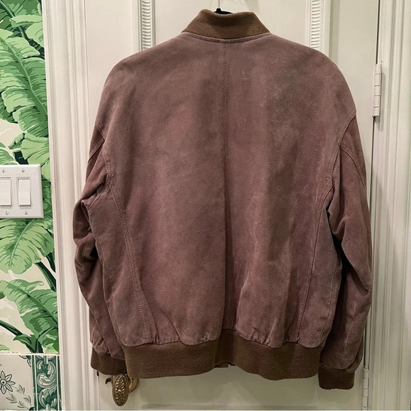 Vintage Nieman Marcus Suede Leather Bomber Jacket Tan Size 40 US L Made in Korea - Picture 3 of 7
